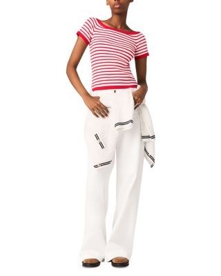 Maje Striped Knit Boat Neck Top