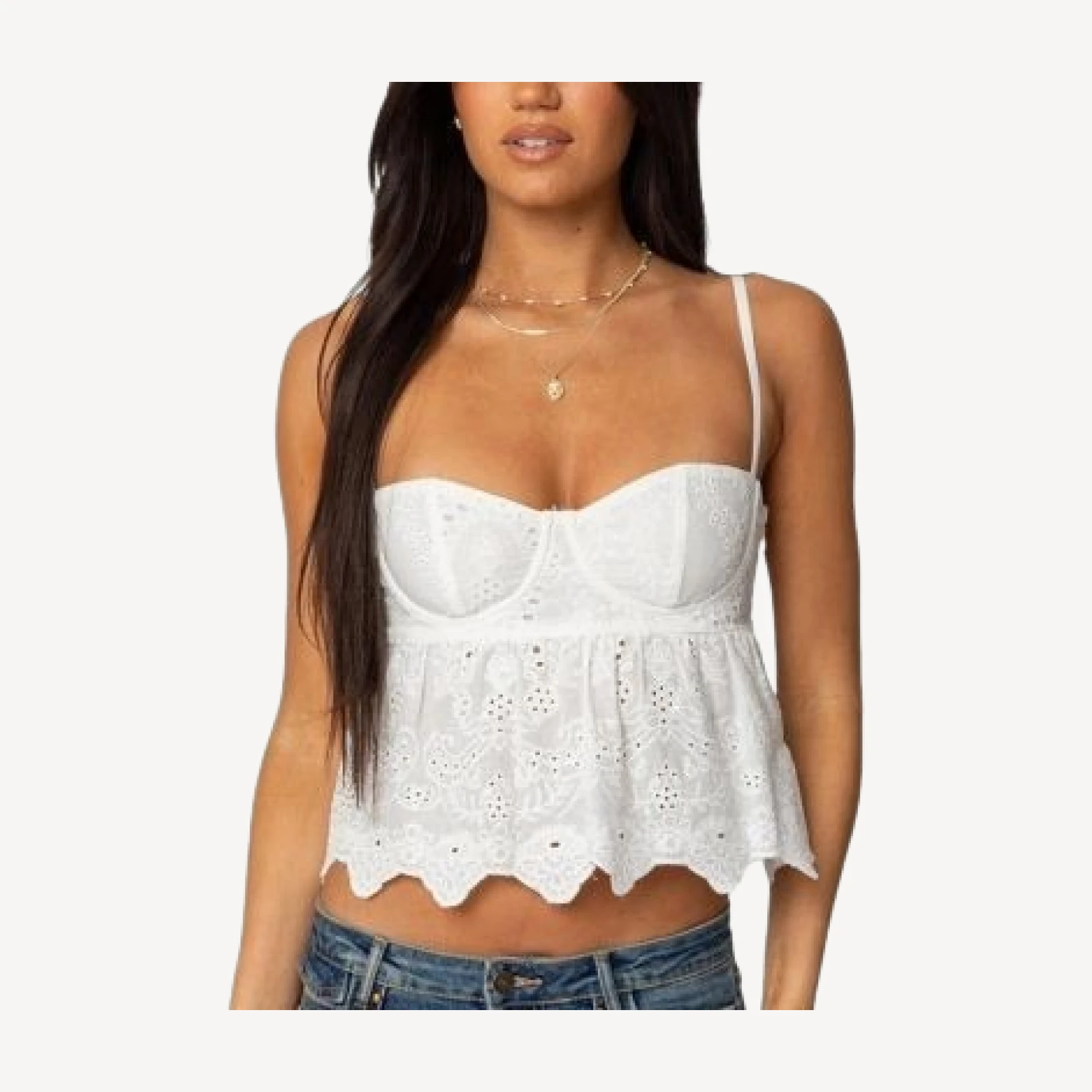 Edikted Emme Eyelet Corset Top
