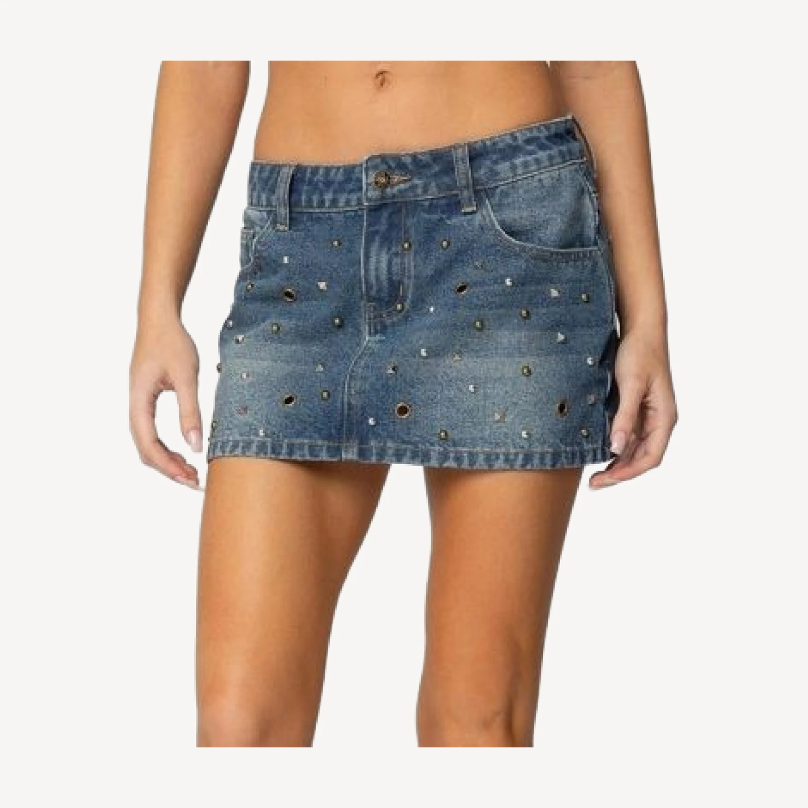 Edikted Ruari Studded Denim Mini Skirt