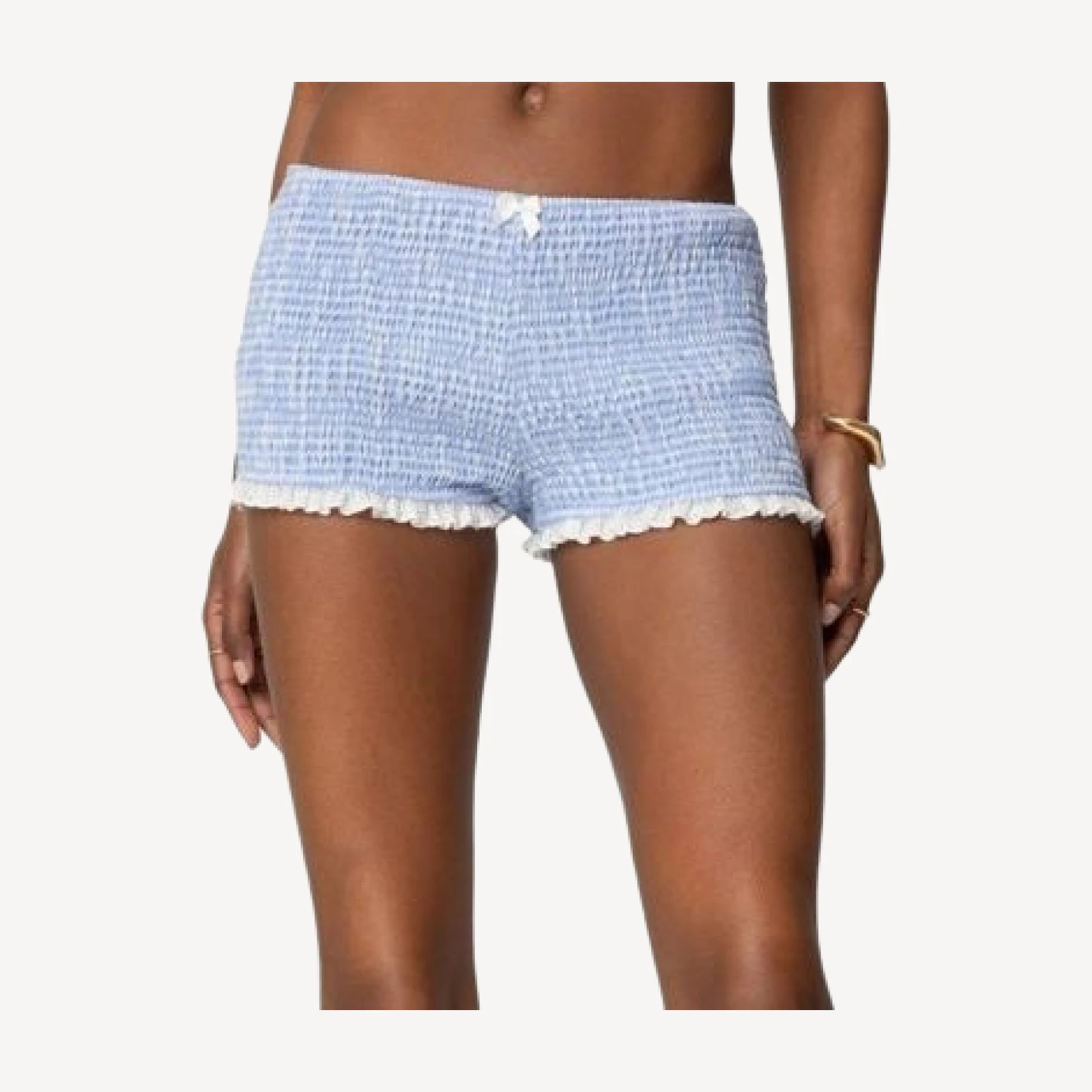 Edikted Antonia Gingham Scrunch Shorts
