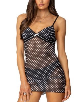 Edikted Polka Sheer Mesh Mini Dress