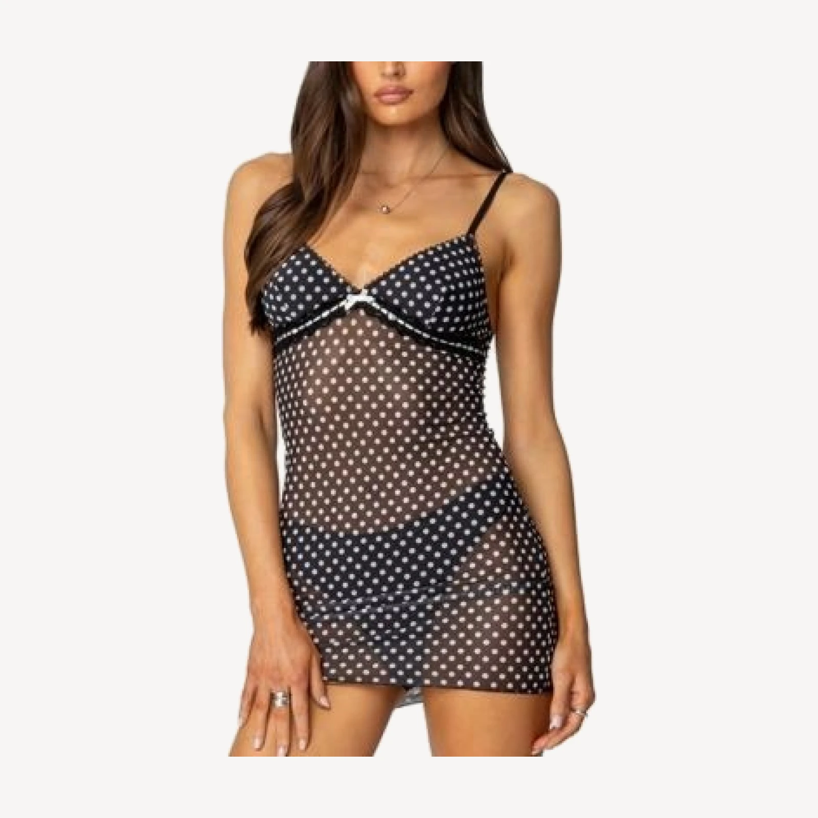 Edikted Polka Sheer Mesh Mini Dress