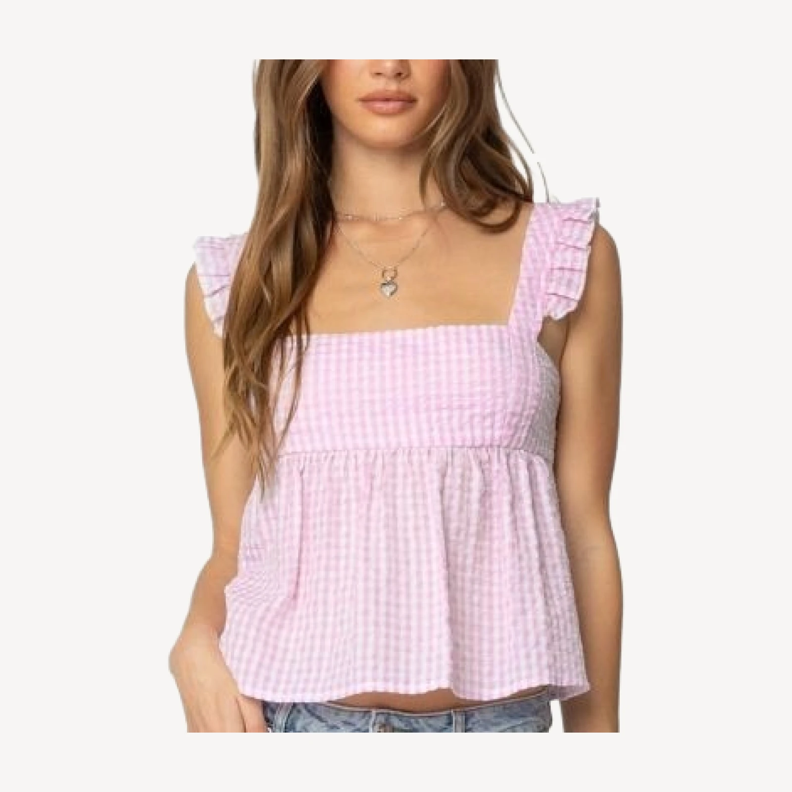 Edikted Jenson Backless Gingham Top