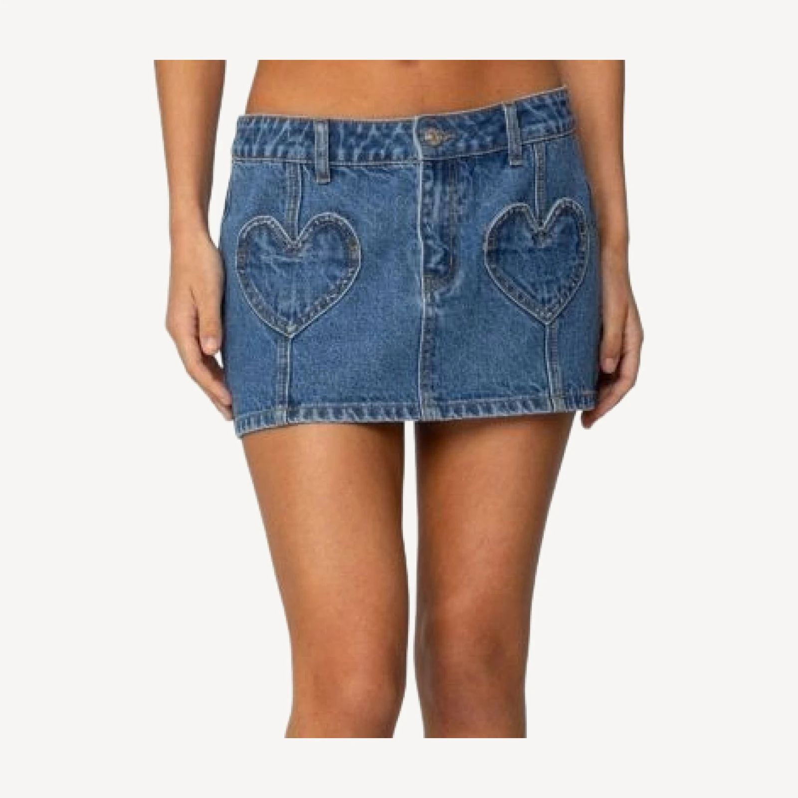 Edikted Heart Pocket Denim Mini Skirt
