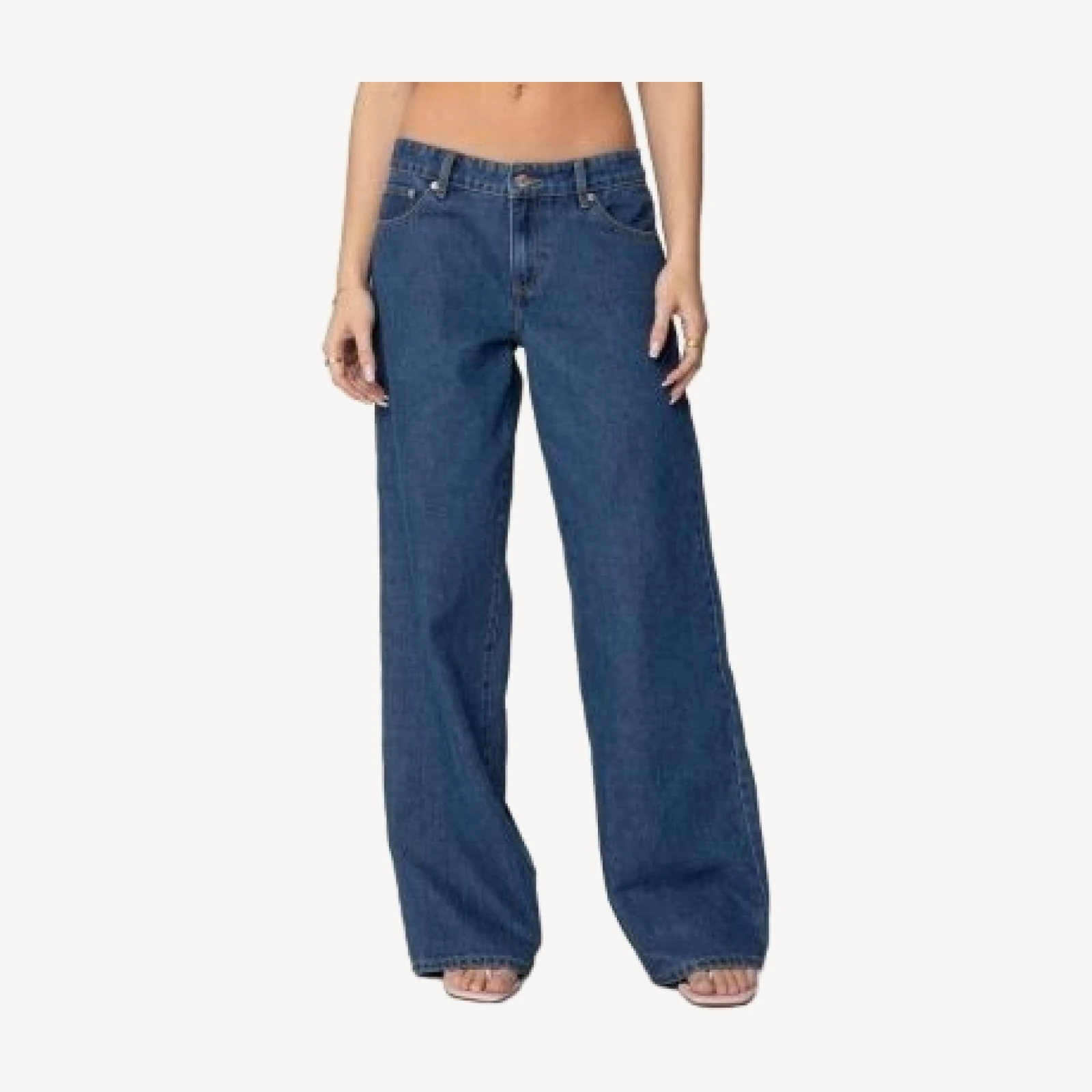 Edikted Lacey Pocket Low Rise Medium Rinse Wash Jeans