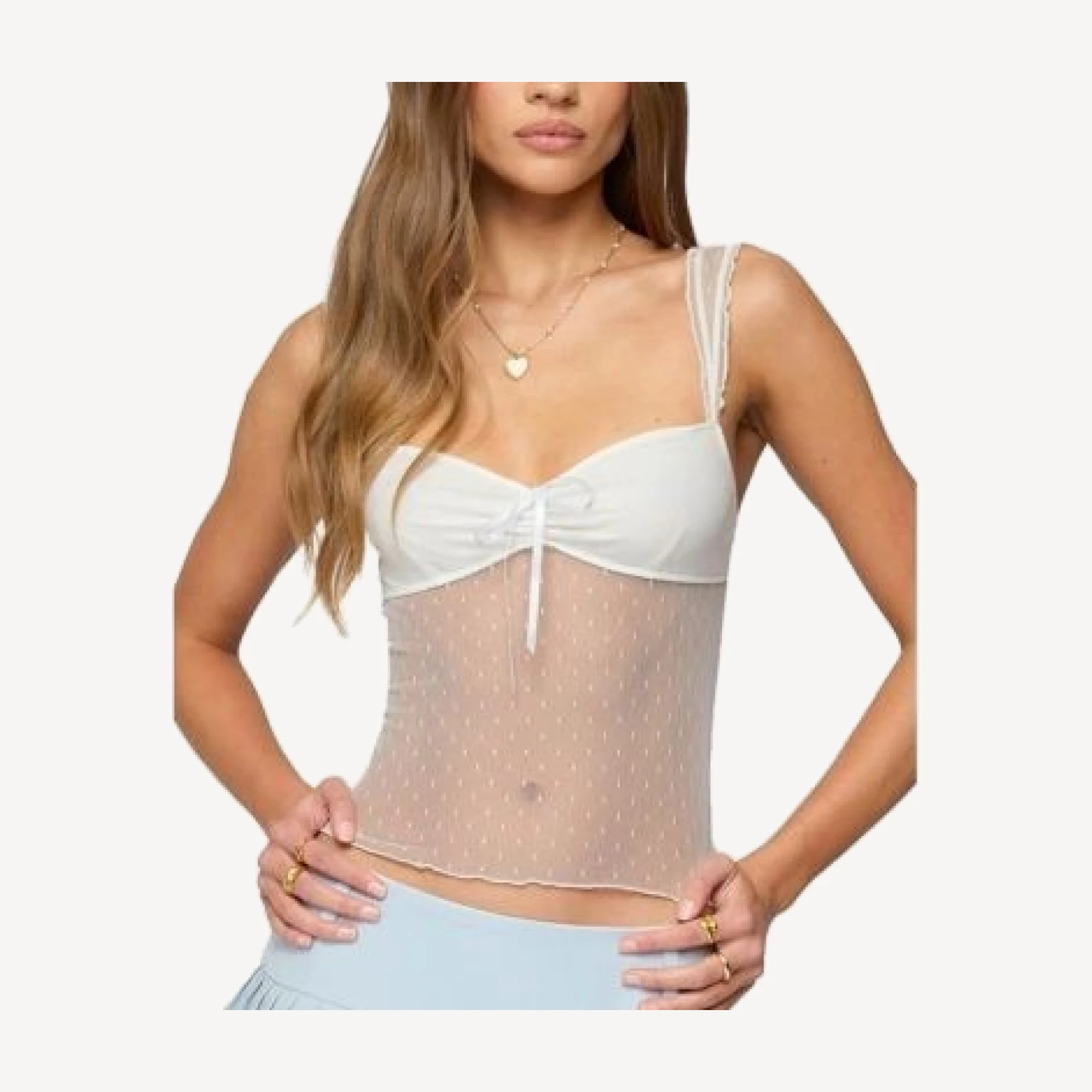 Edikted Dotted Sheer Mesh Top
