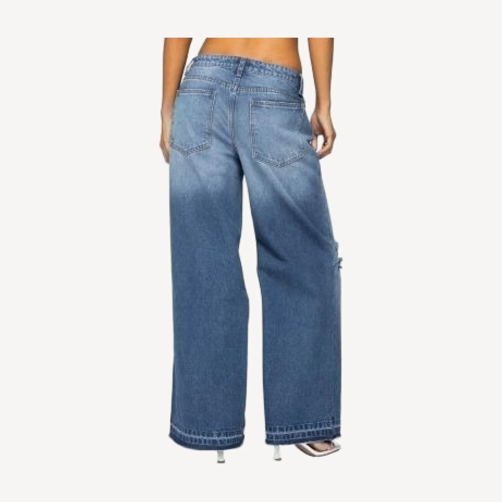 Edikted Xenia Distressed Low Rise Jeans