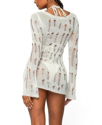 Edikted Manuela Distressed Knit Mini Dress