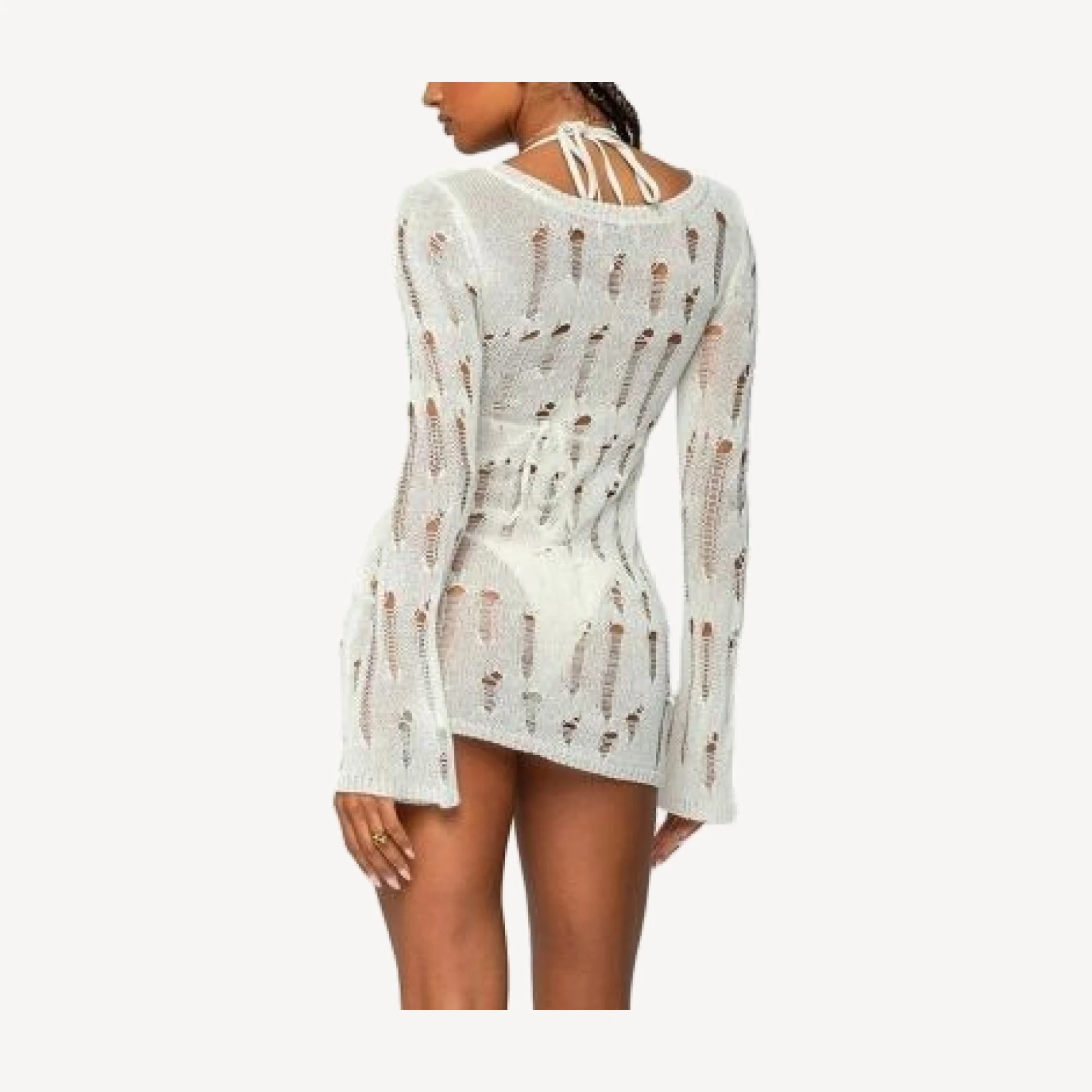 Edikted Manuela Distressed Knit Mini Dress