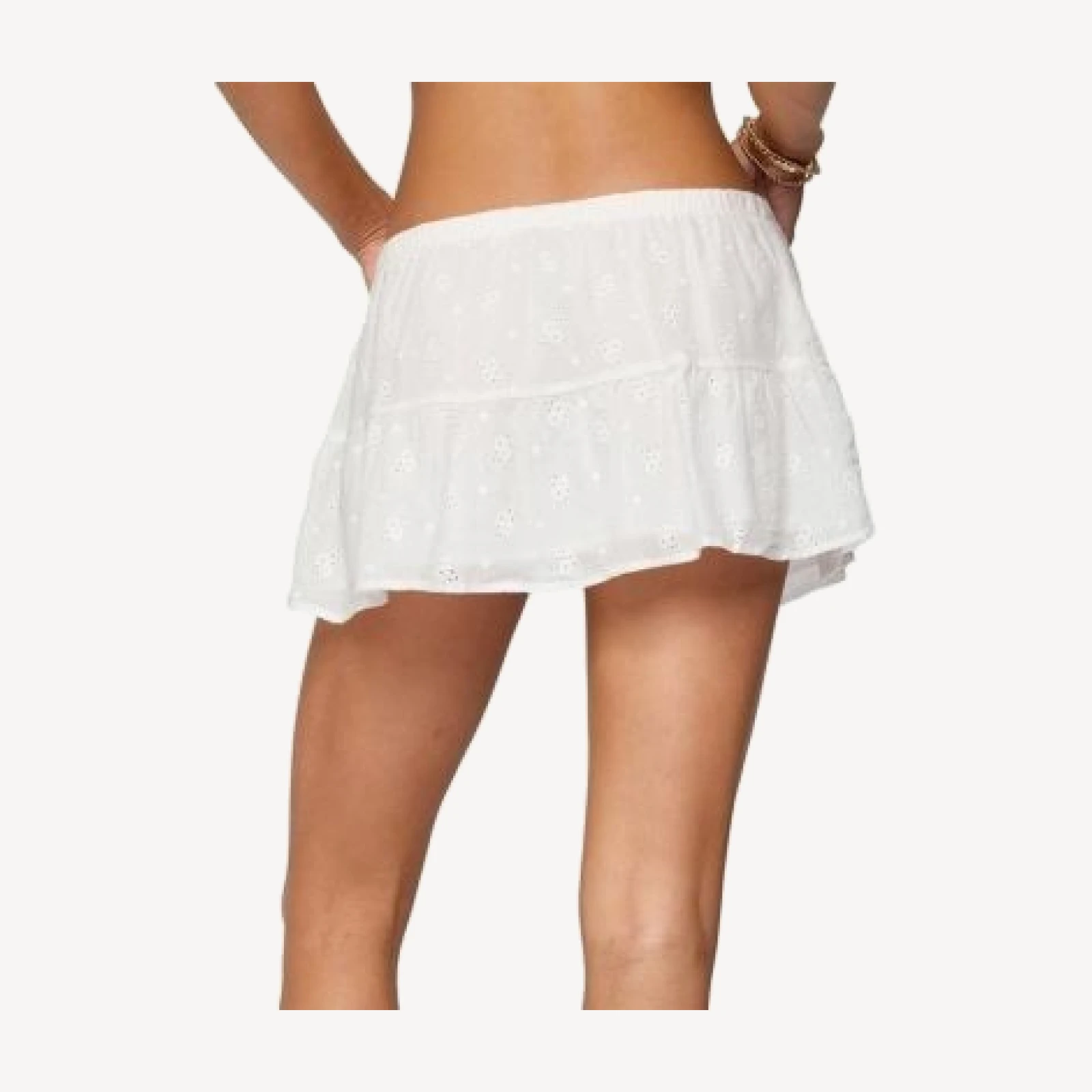 Edikted Dora Eyelet Flared Mini Skirt