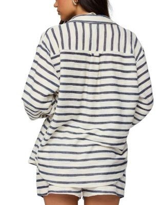 Edikted Collins Oversized Striped Button Up Shirt