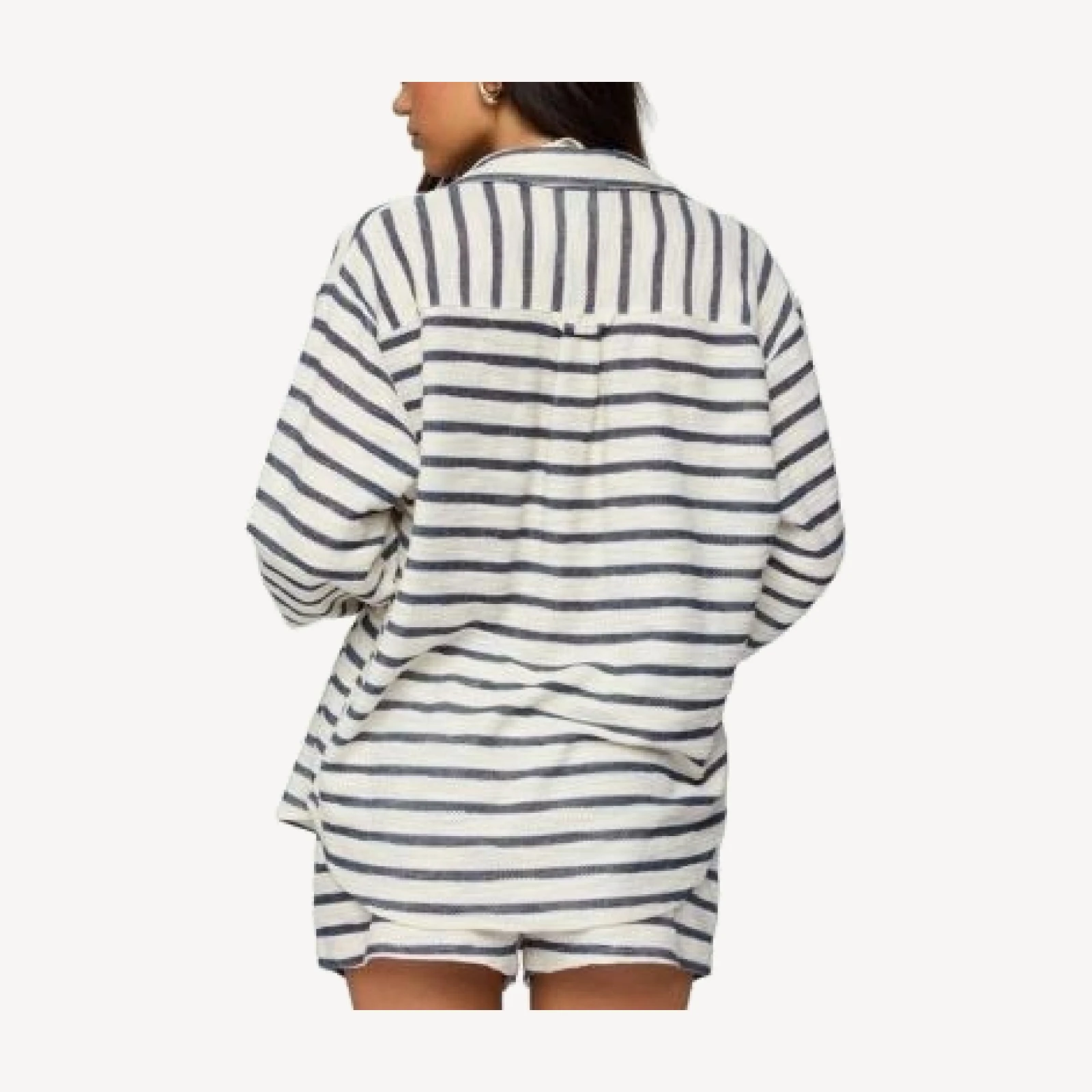 Edikted Collins Oversized Striped Button Up Shirt