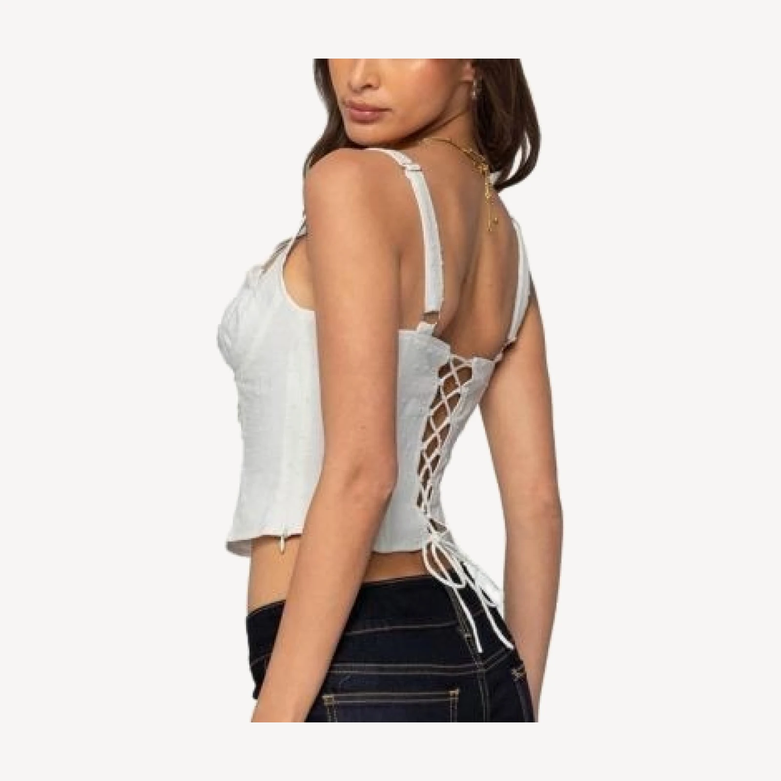 Edikted Dulcie Dotted Cotton Bustier Top