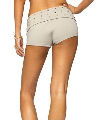 Edikted Studded Foldover Micro Shorts