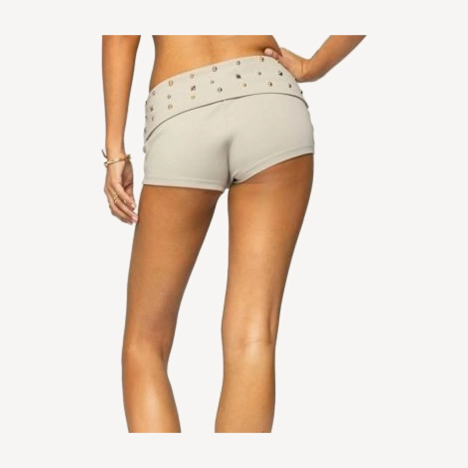 Edikted Studded Foldover Micro Shorts