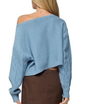 Edikted Oversized Off Shoulder Cable Knit Sweater