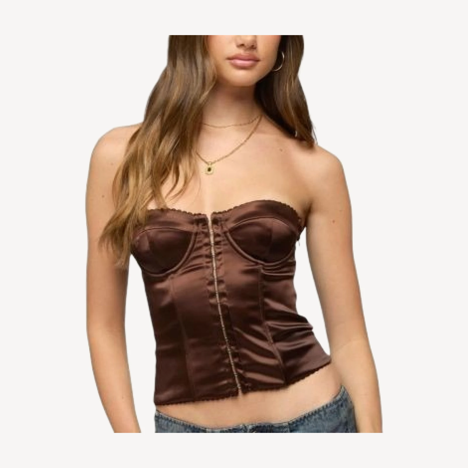 Edikted Alya Strapless Satin Effect Corset
