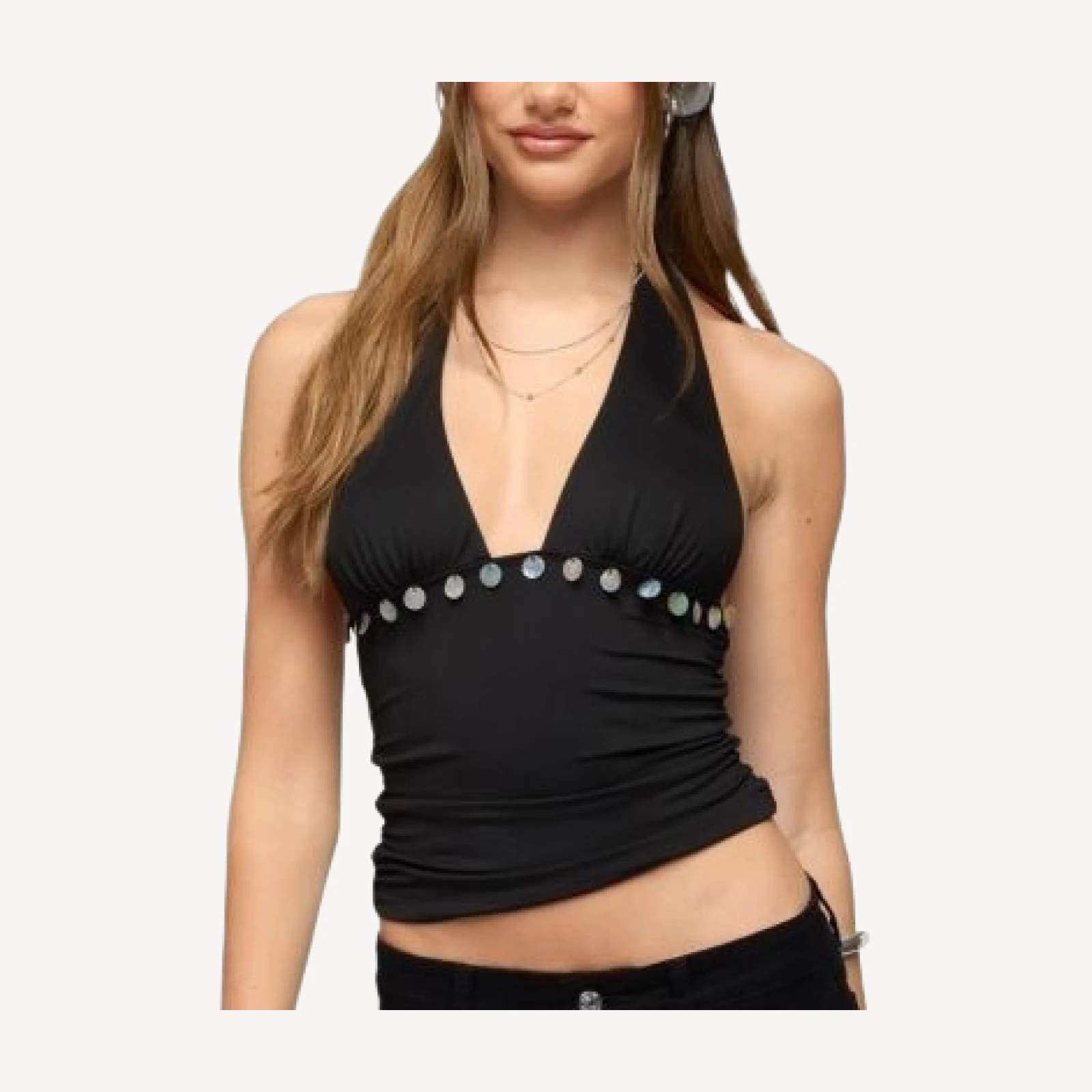 Edikted Ronya Iridescent Charm Halter Top