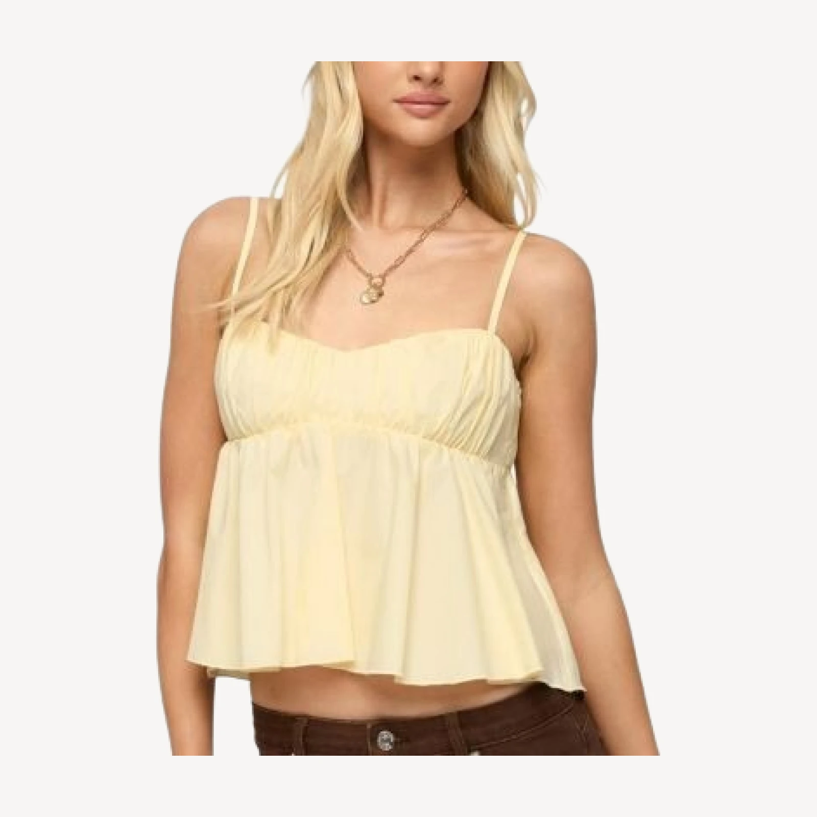 Edikted Byrdie Ruched Babydoll Tank Top