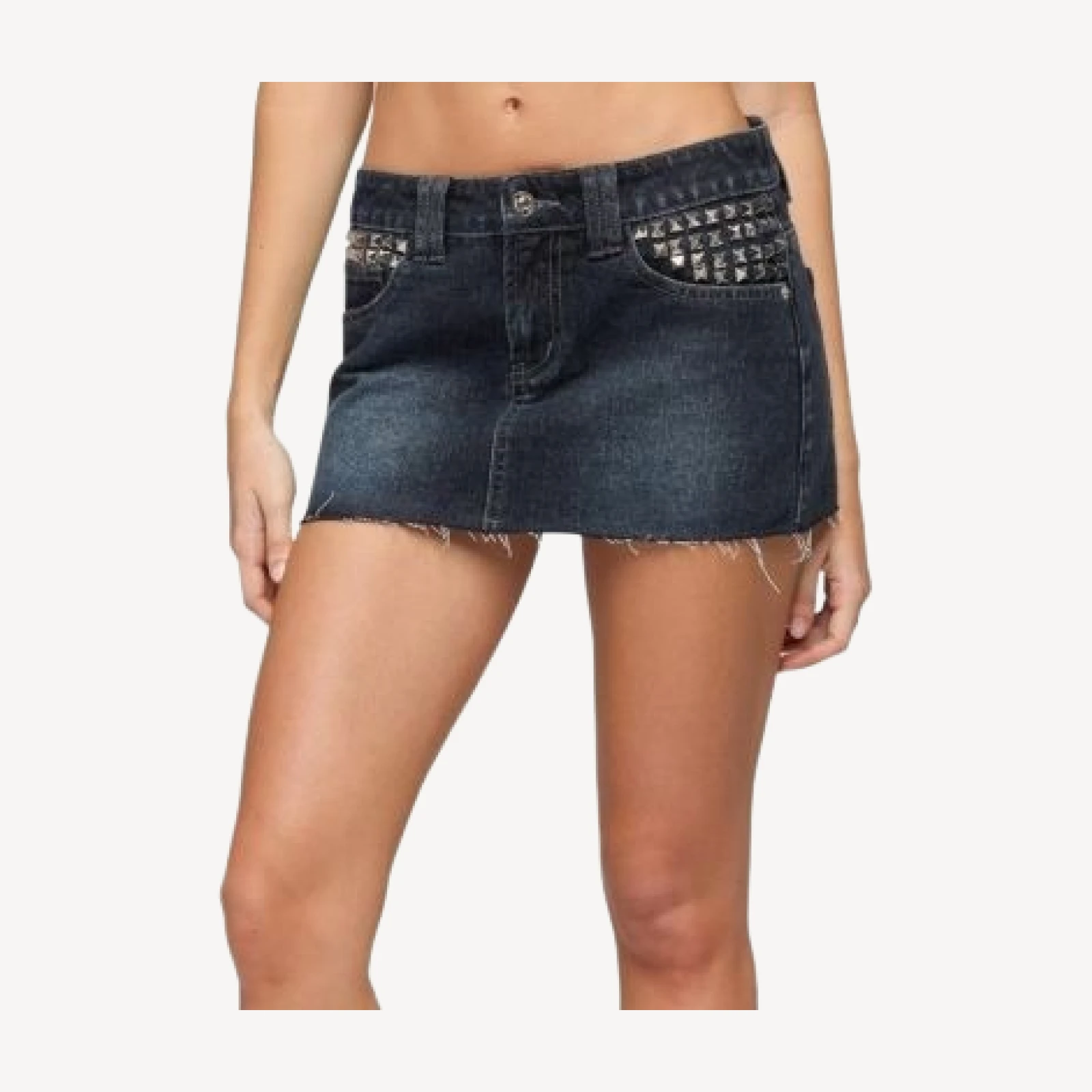 Edikted Nicole Studded Denim Mini Skirt