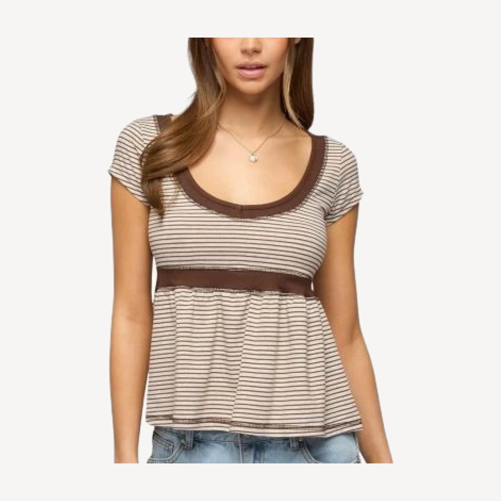 Edikted Sady Contrast Striped Babydoll Top