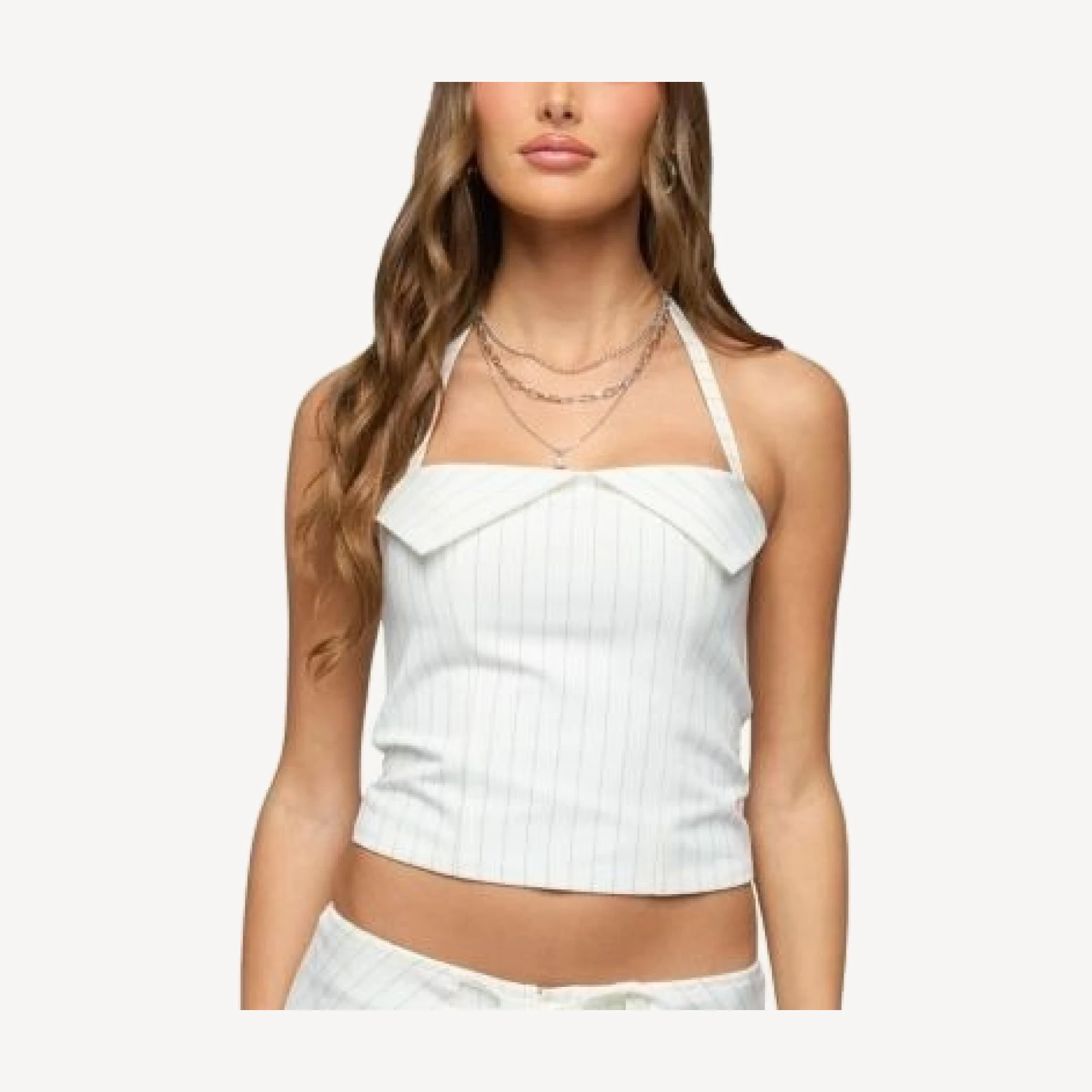 Edikted Parker Pinstripe Halter Top