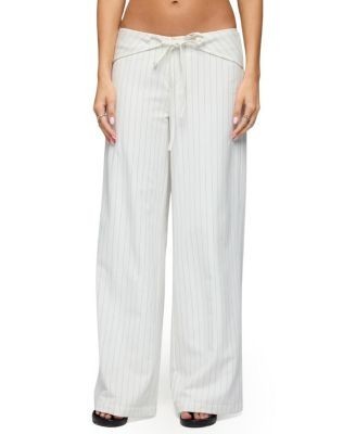 Edikted Parker Pinstripe Tie Belt Pants
