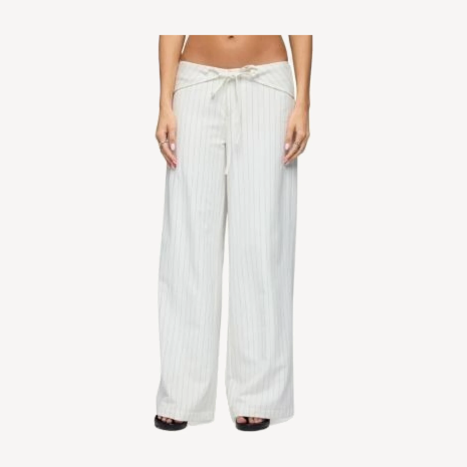Edikted Parker Pinstripe Tie Belt Pants