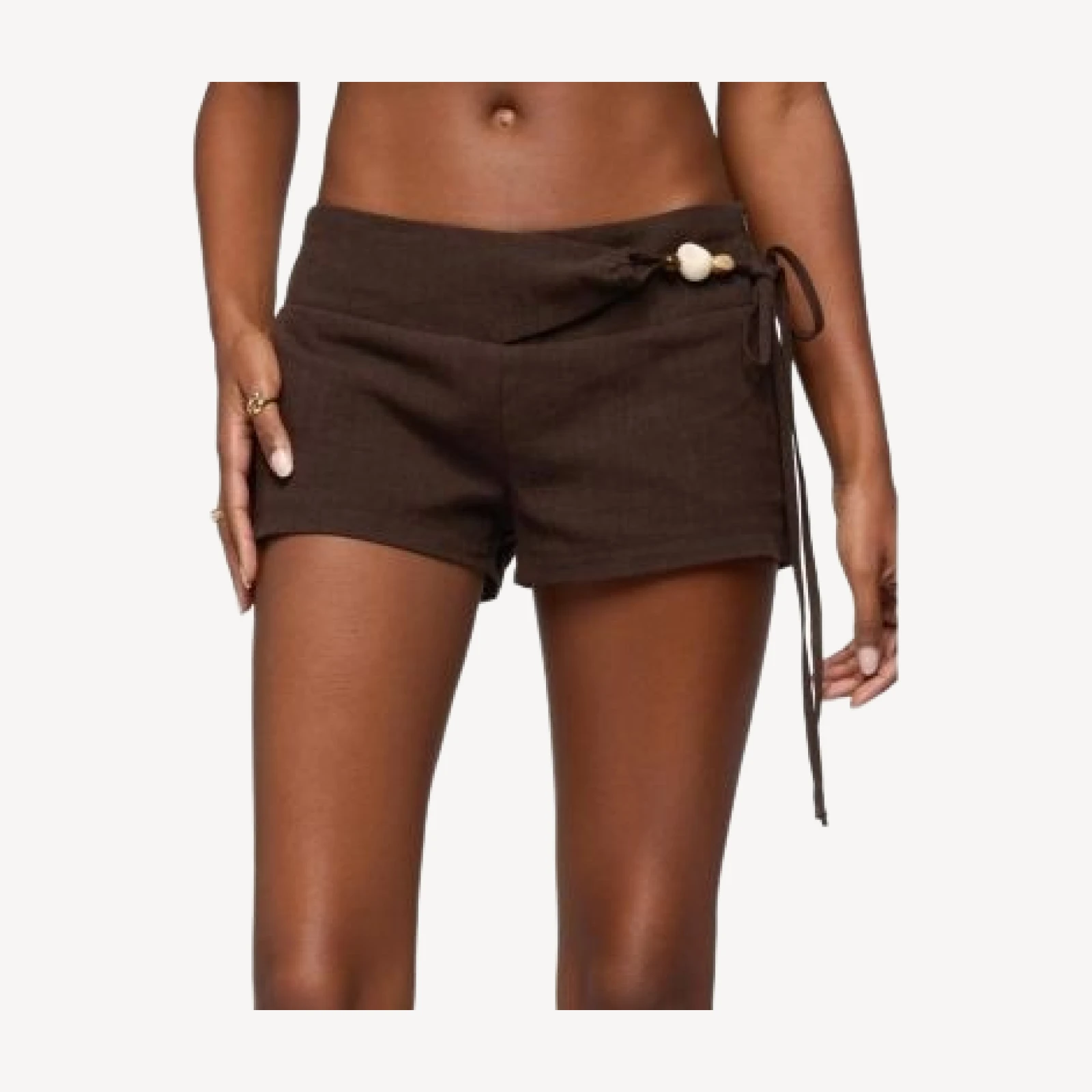 Edikted Vikkie Beaded Belt Linen Look Shorts