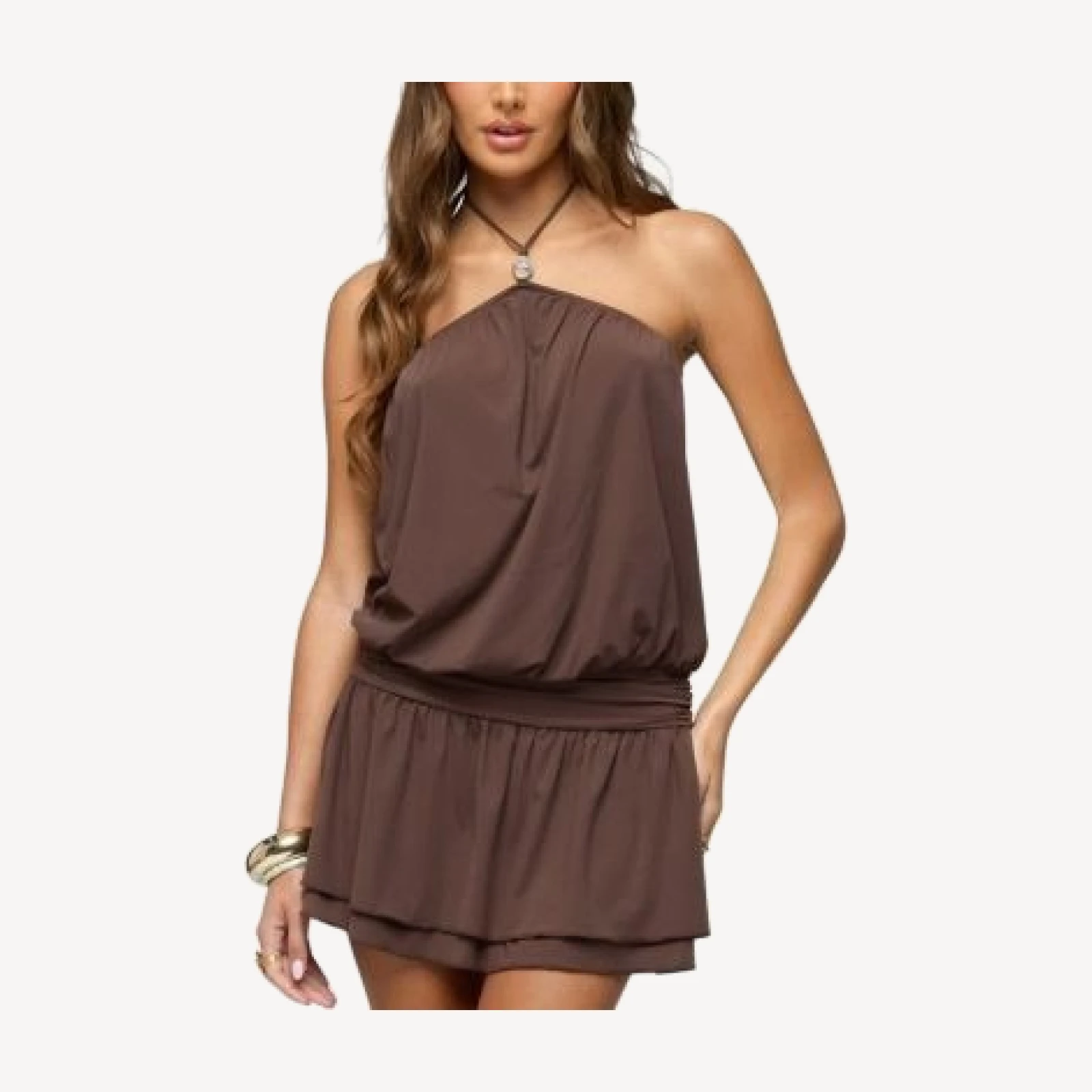 Edikted Mikaela Drop Waist Mini Dress