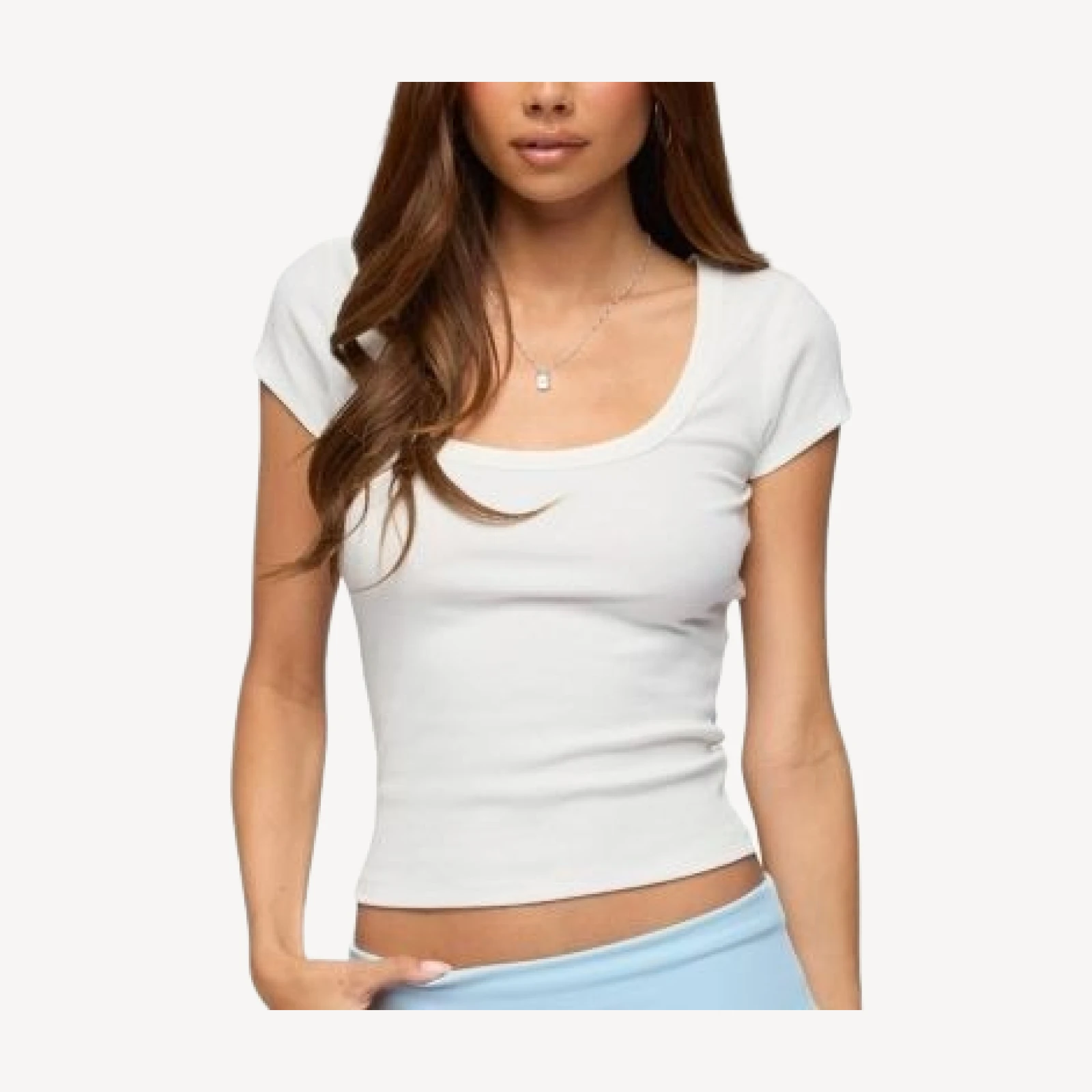 Edikted Nadiah Ribbed Scoop Neck T Shirt