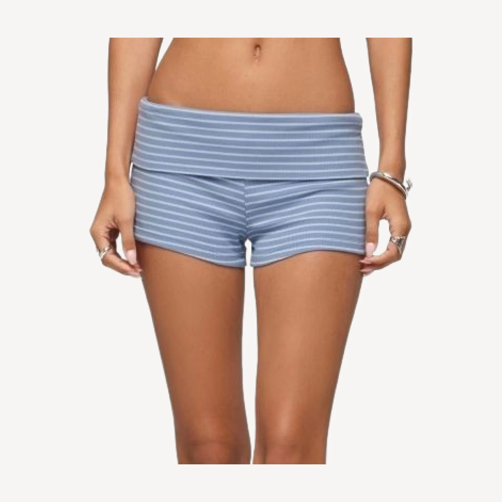 Edikted Monikah Striped Foldover Micro Shorts