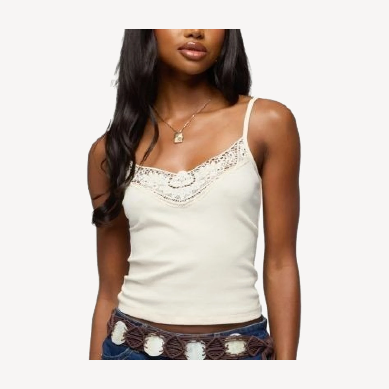 Edikted Fawnie Crochet Ribbed Tank Top