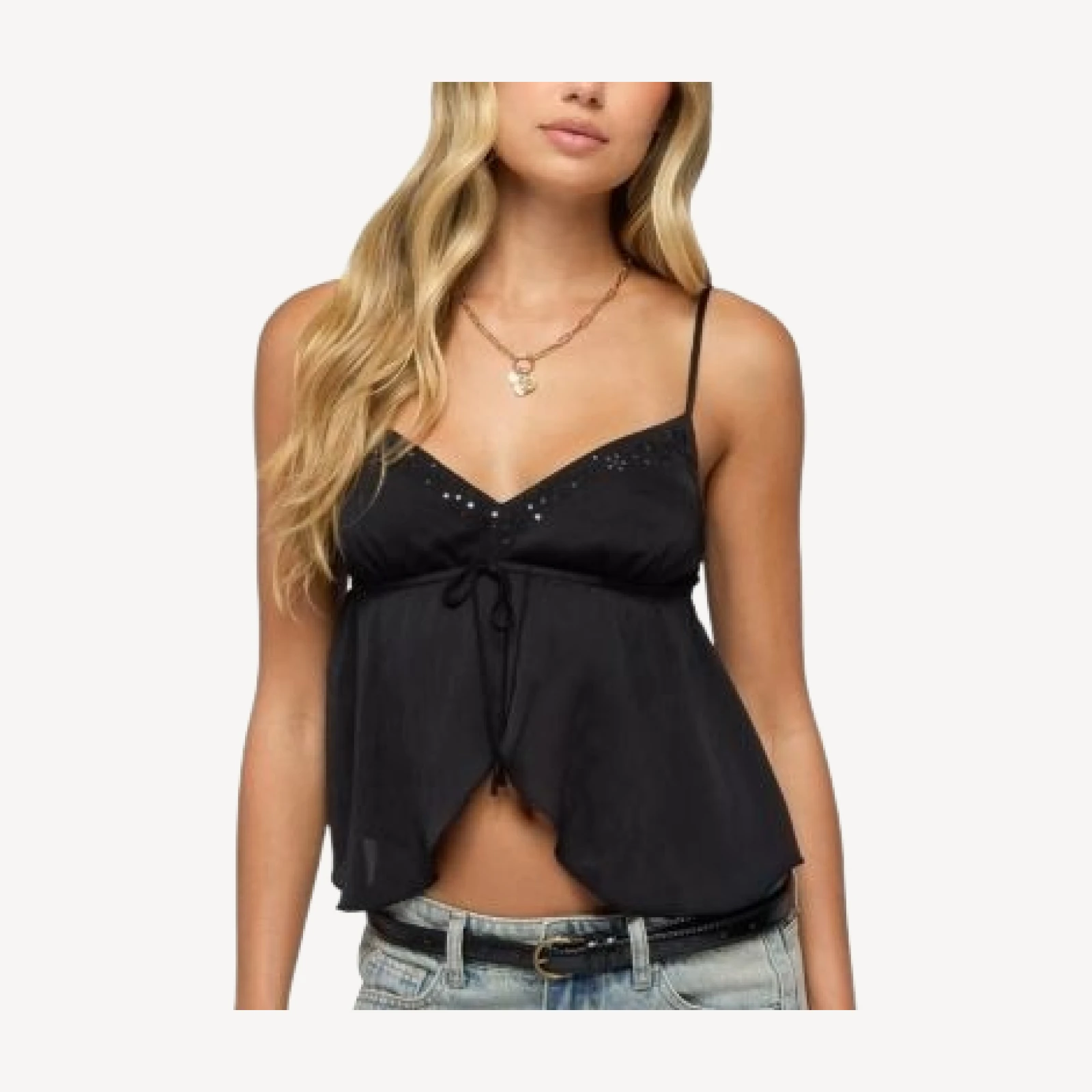 Edikted Liby Spilt Front Babydoll Top