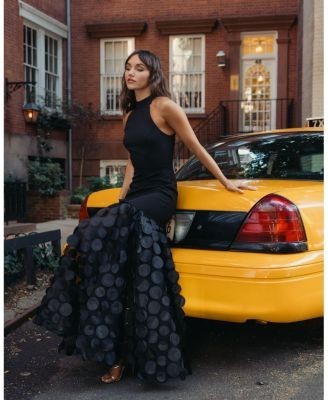 Mac Duggal Crepe Halter Neck Trumpet Gown With Sheer Skirt