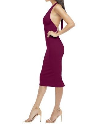 Dress the Population Vanessa Halter Plunge V-Neck Midi Dress