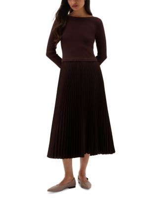 Hobbs London Petite Lucinda Mixed Media Midi Dress