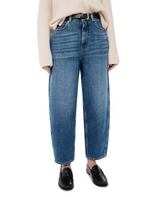 Whistles Petite High Rise Barrel Leg Jeans in Denim