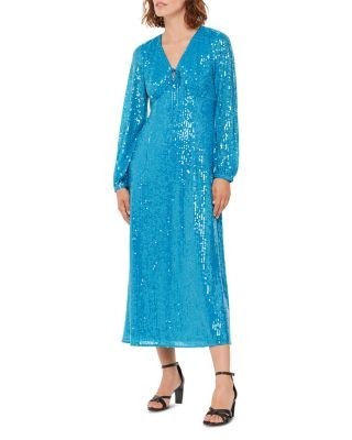 Whistles Sequin Keyhole Midi Dress