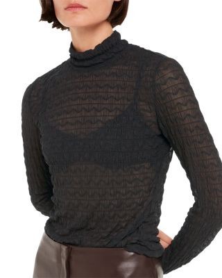 Whistles Textured Ruched Top