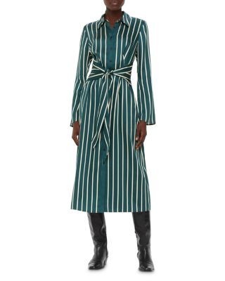 Whistles Striped Midi Shirt Dress