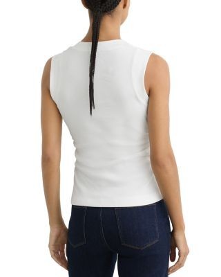 Reiss Ruched V Neck Ribbed Top