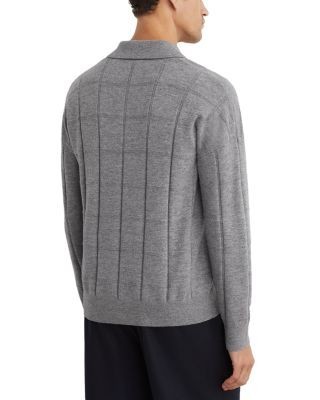 Reiss Compton Wool Open Collar Square Pattern Sweater