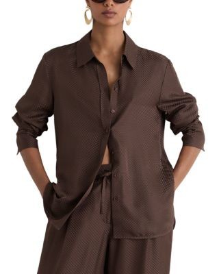 Reiss Aliana Jacquard Silk Shirt