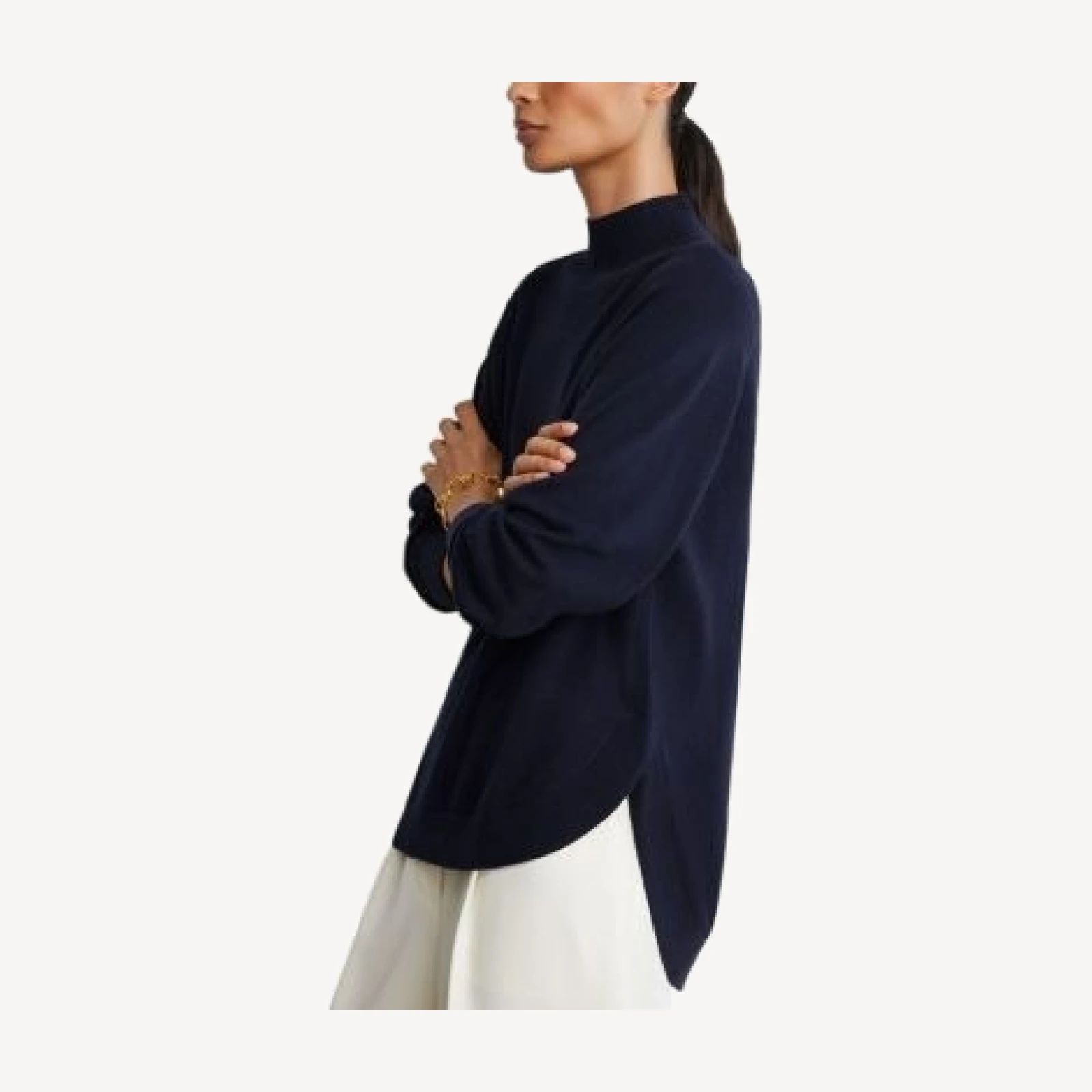 Reiss River Funnel Neck Curved Hem Sweater