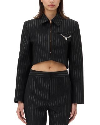 Ganni Striped Crop Blazer