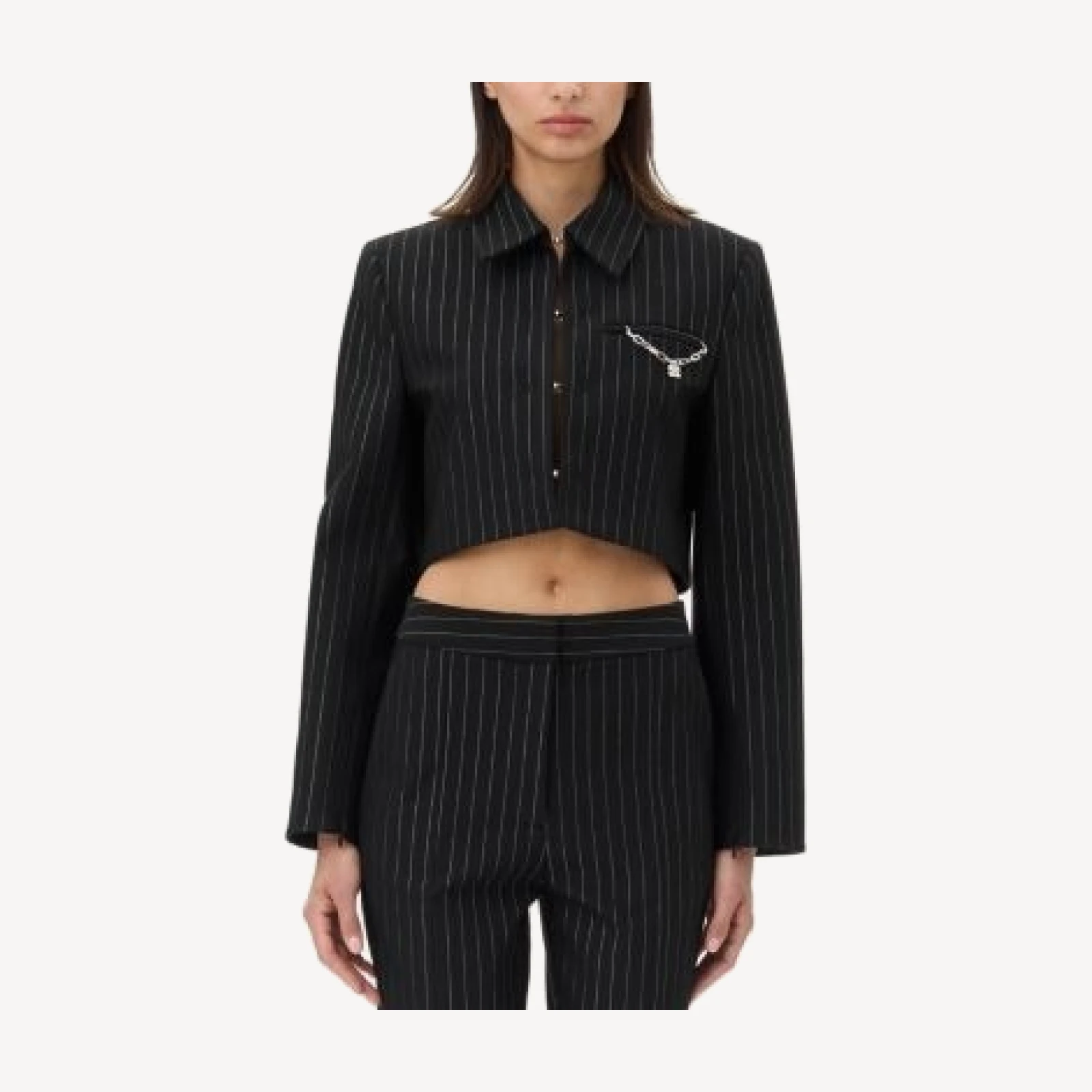 Ganni Striped Crop Blazer