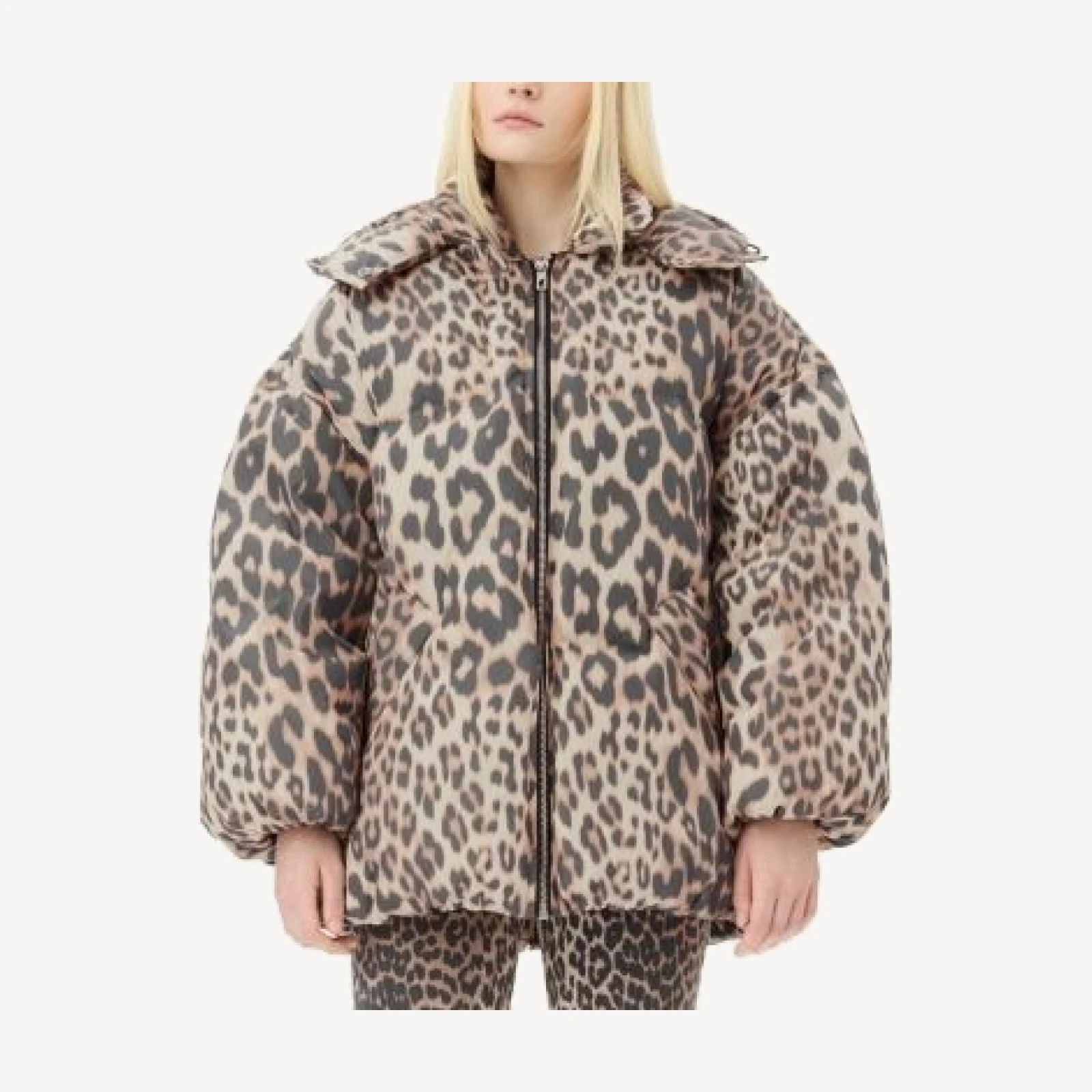 Ganni Leopard Puffer Down Jacket