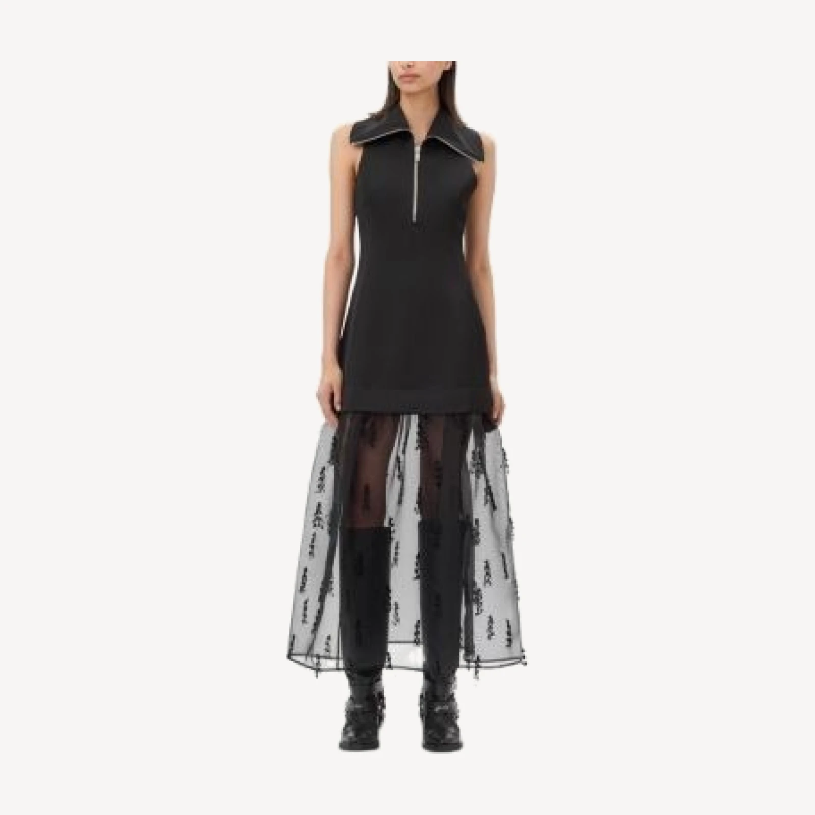 Ganni Fringed Organza Dress
