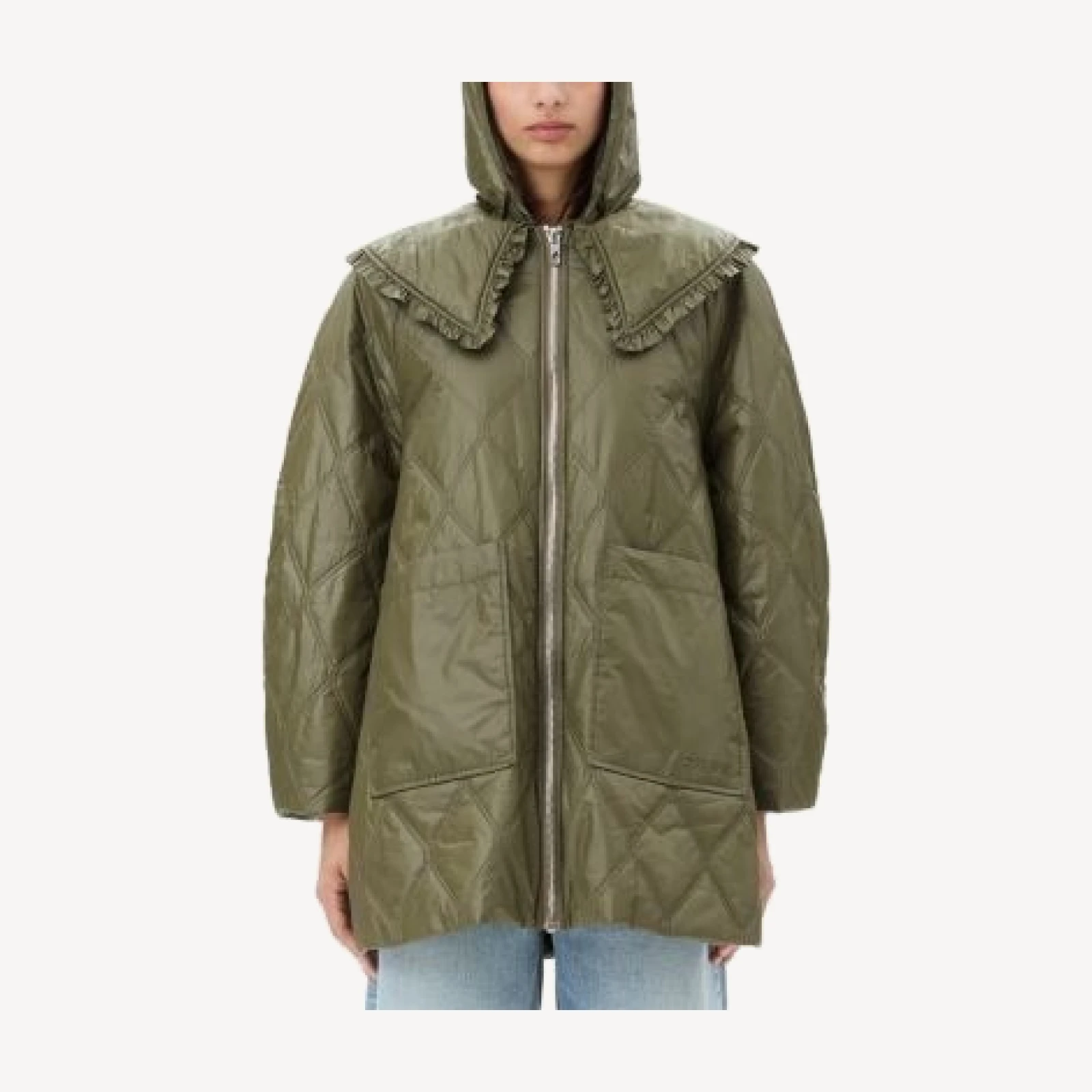 Ganni Shiny Quilted Midi Jacket